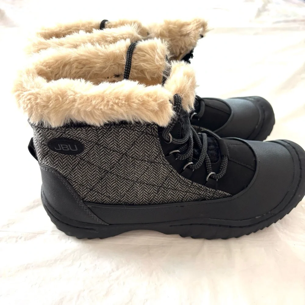 NWOT JAMBU Jane black gray boots Faux Fur Southgate winter SZ 9 M